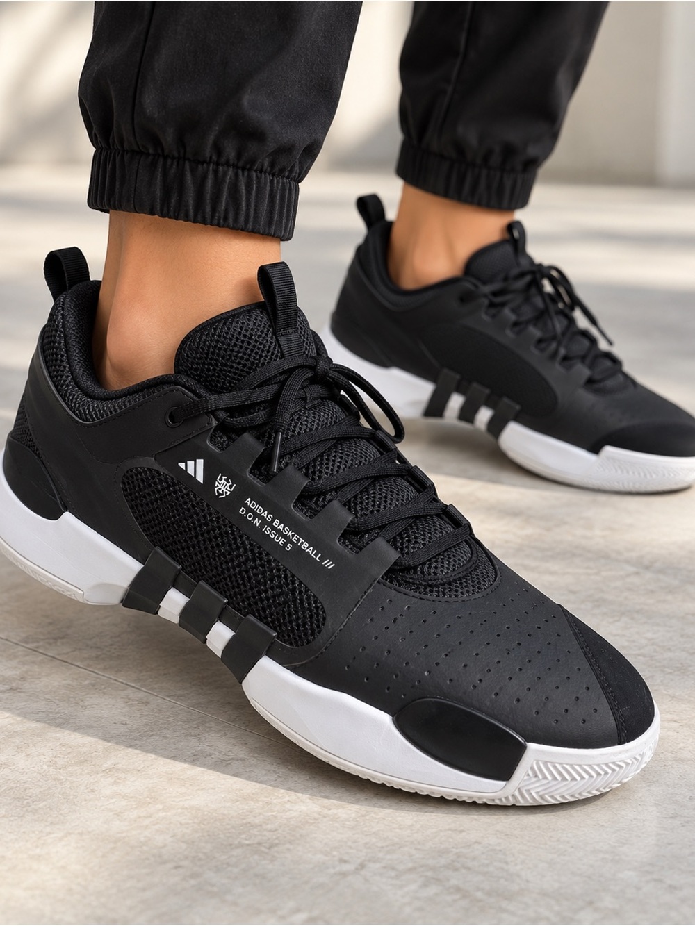 Adidas Men's Black Basketball-Style Sneaker. Size 14